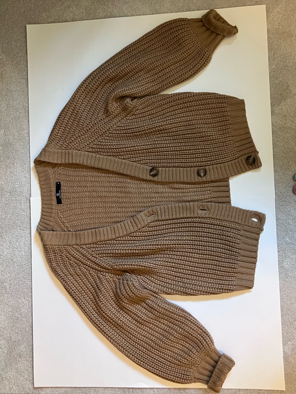 Chunky Button-Front Cardigan Sweater - Camel Brown Women’s Size Medium